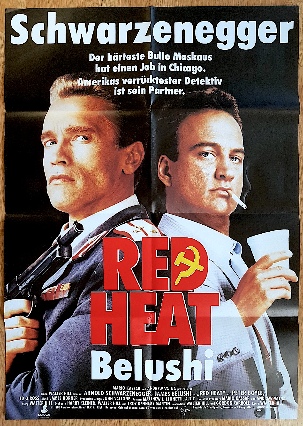Affiche ciné allemande, double détente, Arnold Schwarzenegger 120 × 80 cm